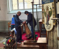 Mervyn and Karen dressing the Remembrance altar.